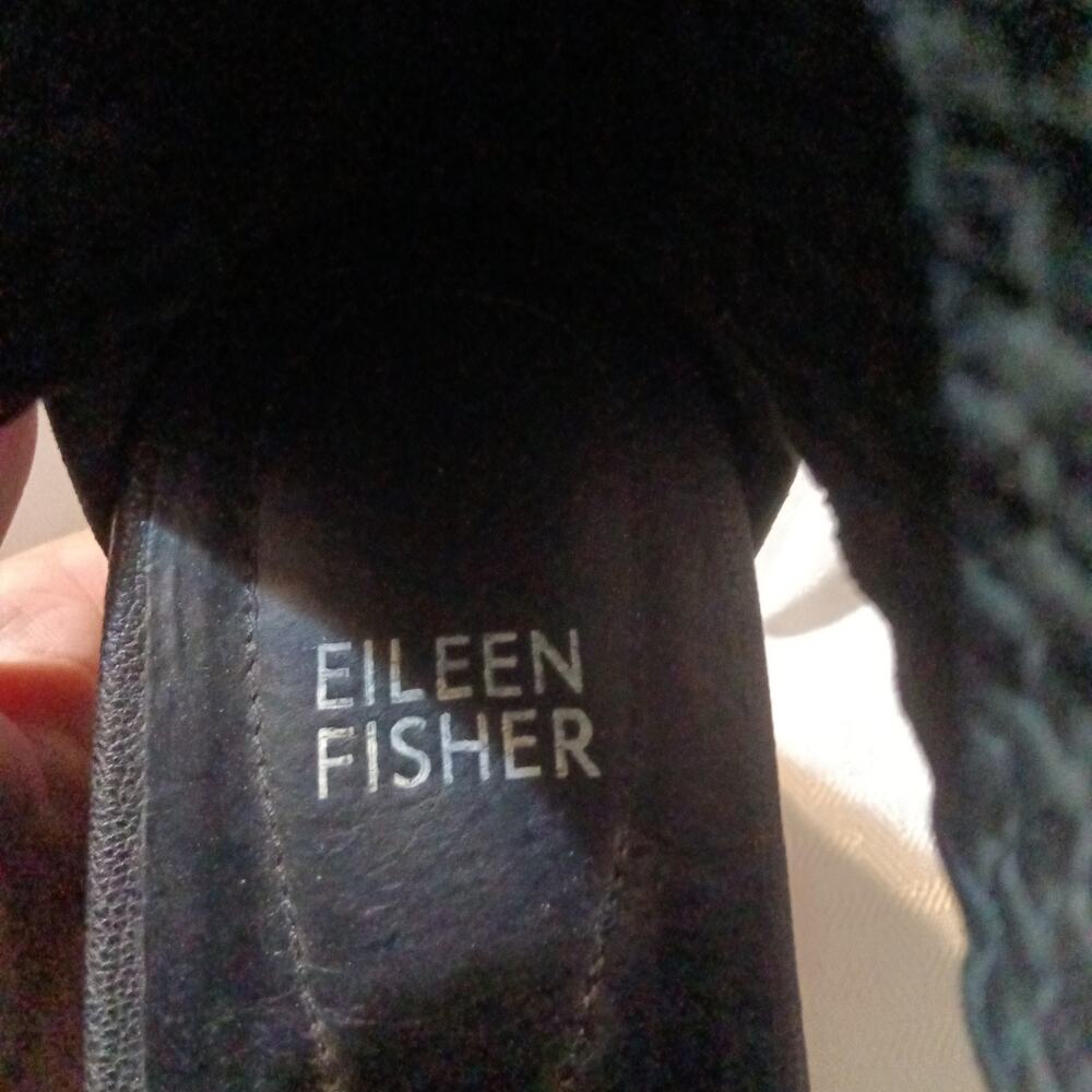 Eileen Fisher Sport Woven Womens Sandals Sz 8.5 Black Cross Leather Zip Platform - Picture 2 of 7